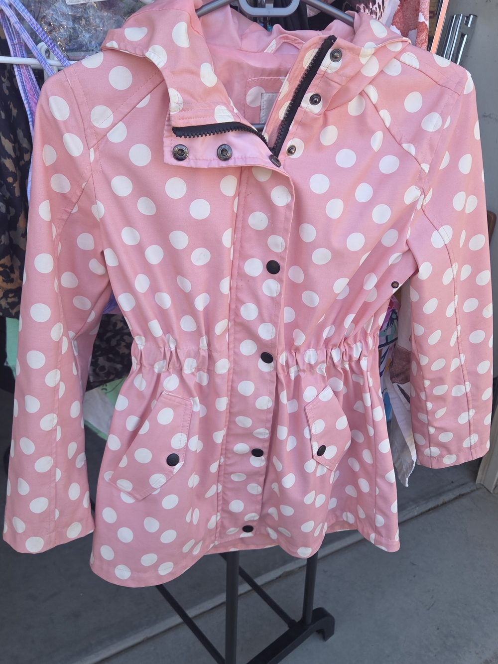 Urban Republic Pink Polka Dot Hooded Jacket Sz 7/8 Girls